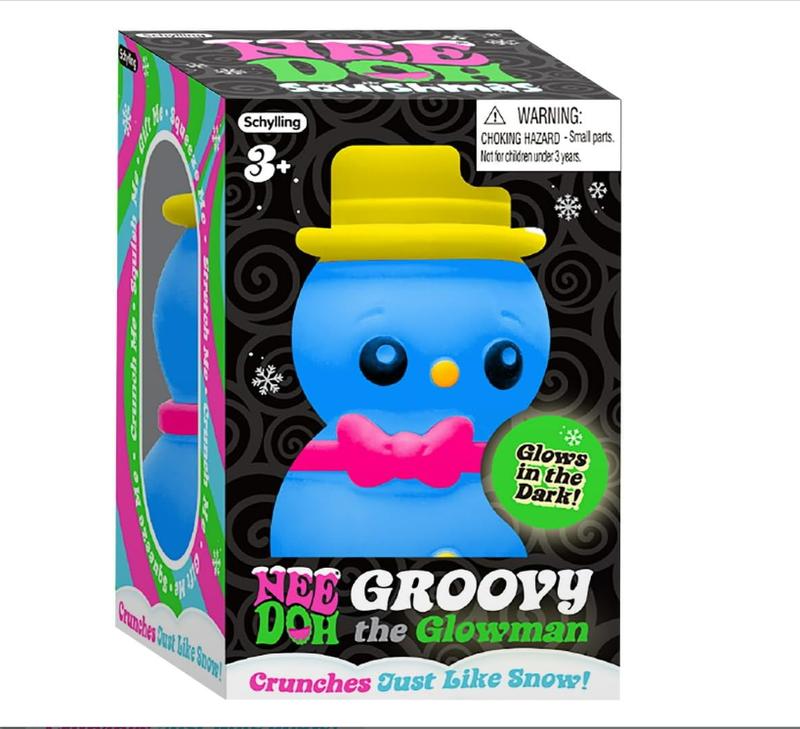 Schylling NeeDoh Squishmas Groovy Glowman - Christmas Fidget Toy - Satisfying Snow-Like Crunch in Assorted Colors - Ages 3 to Adult (Pack of 1) stress  relief