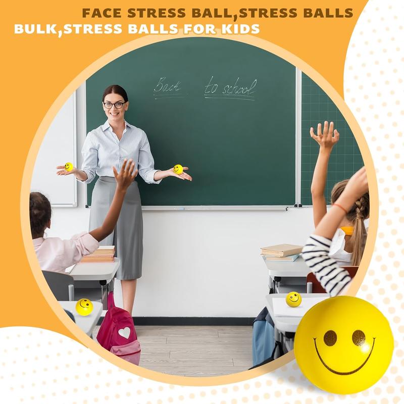 Face Stress Balls, 2inch Funny Squeeze Balls 12PCS Yellow Smile Balls Mini Stress Relief Balls for Kids Adults School Carnival Reward Party Bag Gift