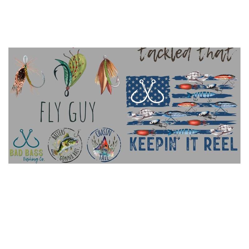 Wishin' I Was Fishin' DTF Transfers Gang Sheet 22” wide x 60” long DIY Direct to Film T Shirt Transfers