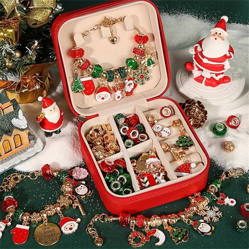 Christmas Themed Jewelry Making Kit, 55pcs set DIY  Chain Bracelet Making Kit, Diy Jewelry Making Supplies for Bracelet, Christmas Gift