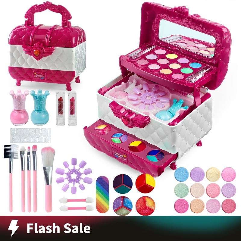 Makeup Kit for Girl, Princess Pretend Play Makeup Set Toys with Mirror, Kids Birthday Gifts