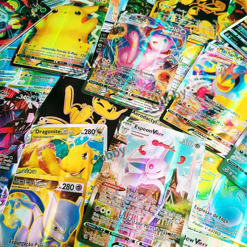 Set of 100 three-dimensional pokemon cards Charizard Pikachu Vmax Japanese flash cards children's toys   Pokemon collection   children's gifts   Christmas gifts