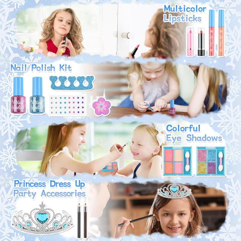 Christmas gift Kids Makeup Kit for Girl - 24 Pcs Real & Washable Kids Makeup Set, Safe & Non-Toxic Pretend Play Set Girls Gift Toys