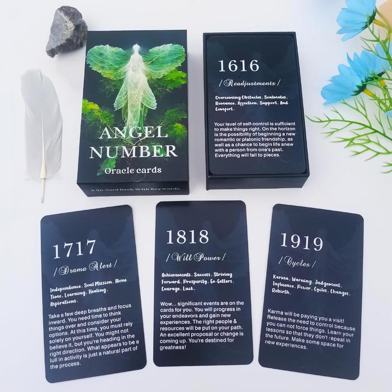 Angel Number Oracle Cards: 56 Oracle Card Deck with angelic messages for your higher self, divination tool for oracle reading, psychic reading, fortune, tarot card deck