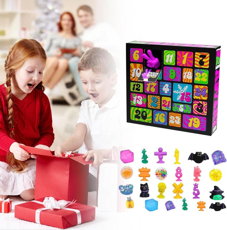 Nee Doh 2024 Advent Calendar – 24 Mini Squishy Toys for Kids, Fun Countdown with Vibrant Animal Designs – Perfect Christmas, Birthday & Party Favors