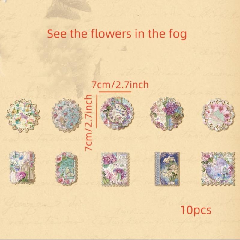 Vintage Flower & Lace Design Material Paper, 10pcs set Hollow Out Scrapbooking & Stamping Paper, DIY Decorative Paper for Scrapbooking & Journal Making