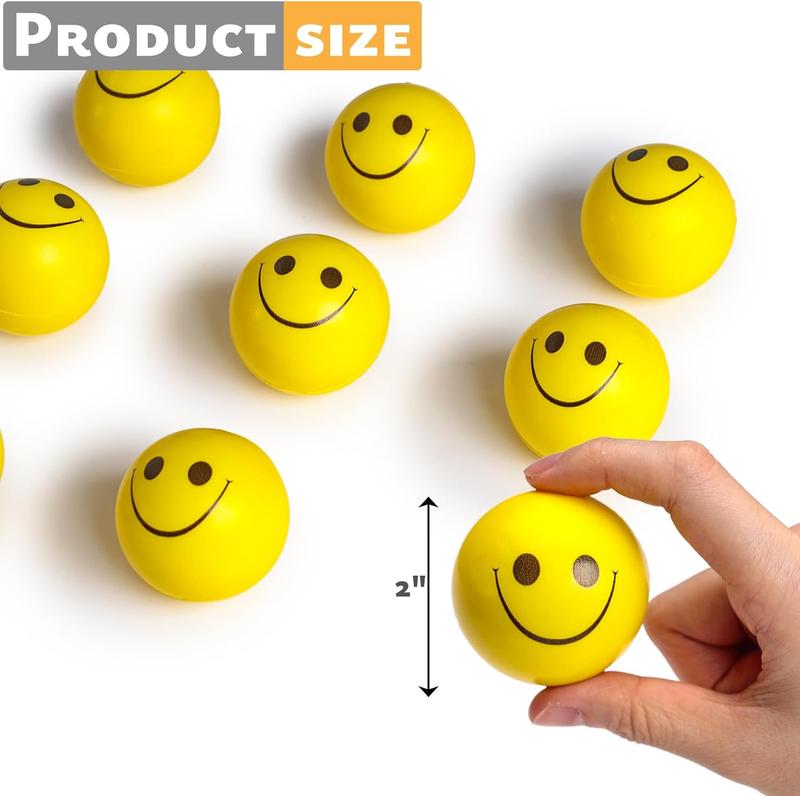 Face Stress Balls, 2inch Funny Squeeze Balls 12PCS Yellow Smile Balls Mini Stress Relief Balls for Kids Adults School Carnival Reward Party Bag Gift