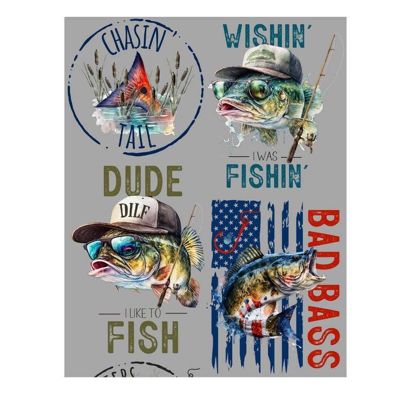 Wishin' I Was Fishin' DTF Transfers Gang Sheet 22” wide x 60” long DIY Direct to Film T Shirt Transfers