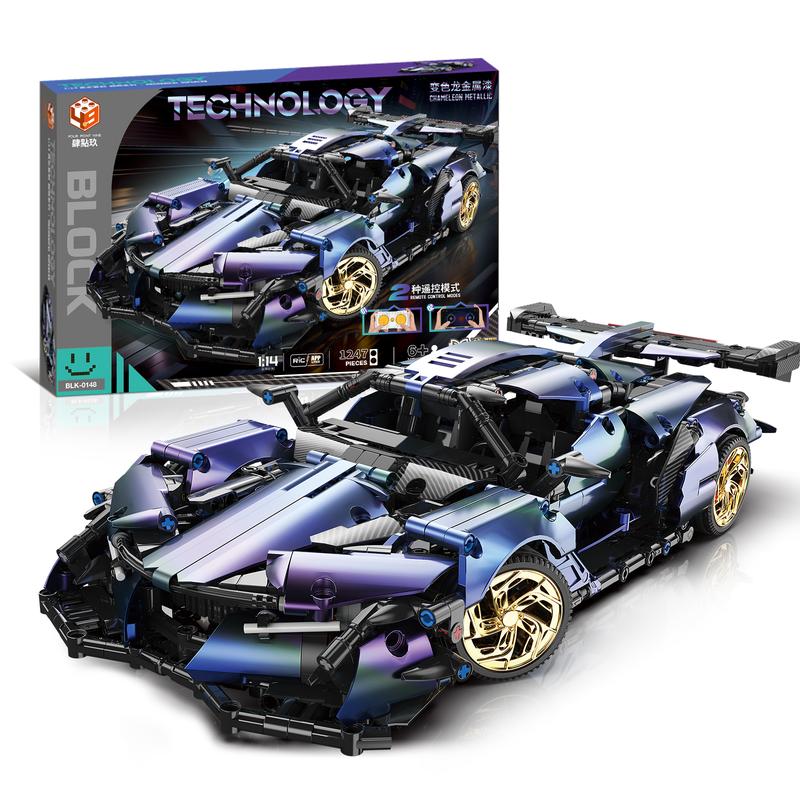 Racing Car Building Block Set for Adults -Champion 1:14 MOC Gradient Color Technic Car for Teens - Birthday Party Gifts for Motorsports Enthusiasts Boys and Girls Age 6+（1247 Pcs）