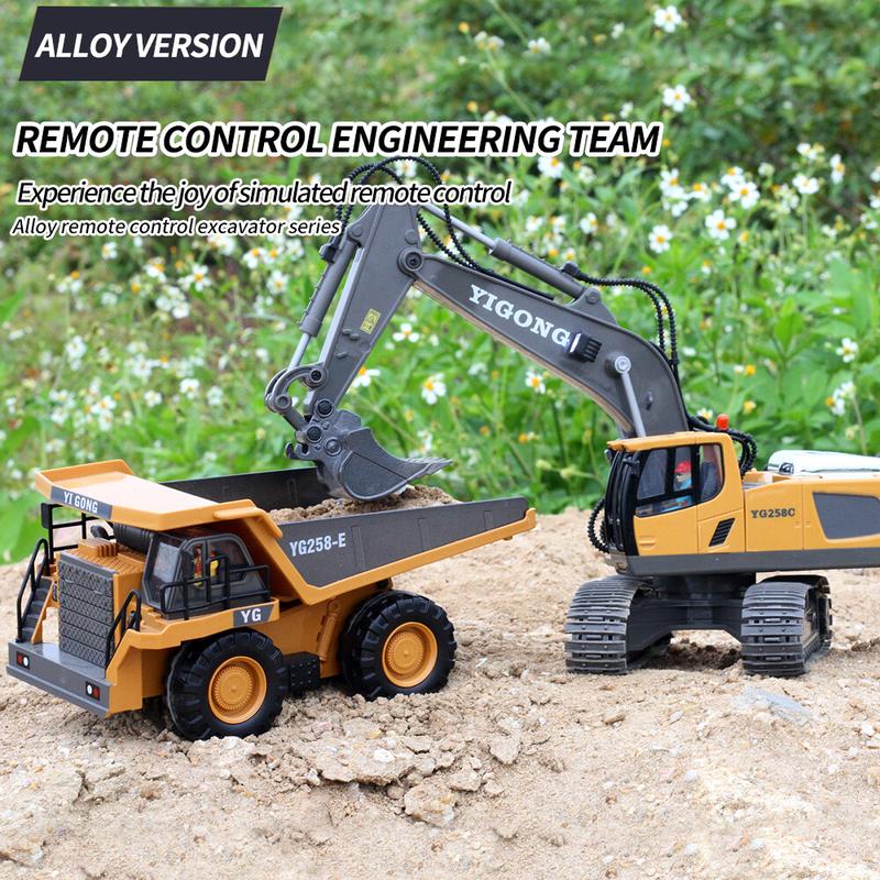 [Local Stock]RC Car 2.4G 1:20 11 Channels 9 Channels Alloy RC Excavator Dump Trucks Bulldozer Alloy Plastic Engineering Vehicle Electronic Toys For Kids Boy Gifts