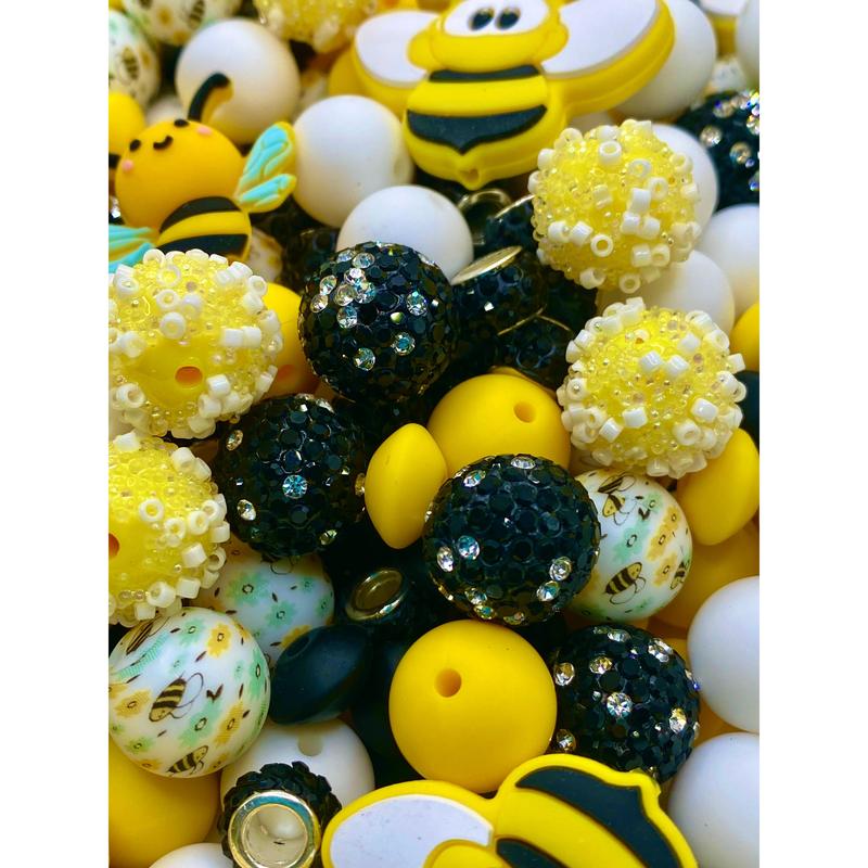 40pcs Bead Bundle 204 | Bee Beads | Bumblebee Beads | Bead Mix | Yellow Beads