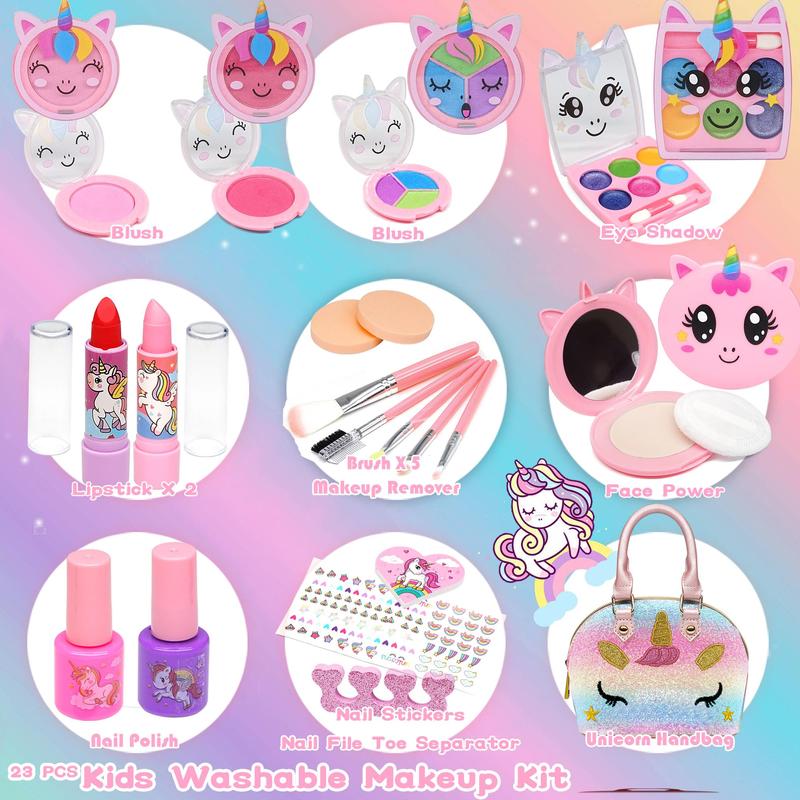 Unicorn Design Makeup Toy, 1 Set Washable Makeup Toy, Pretend Play Makeup Toy, Birthday Gift