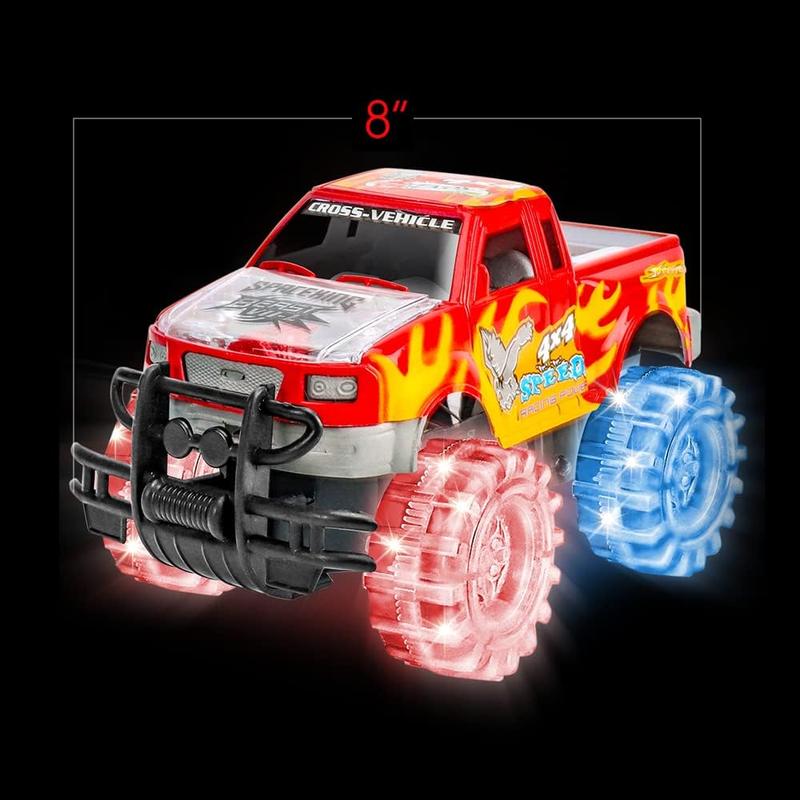 ArtCreativity Light Up Red Monster Truck, 1 Piece, 8 Inch Monster Truck Toy with Flashing LED Tires & Batteries, Push n Go Car Toys for Kids, Fun Gift for Boys & Girls Ages 3 & Up…