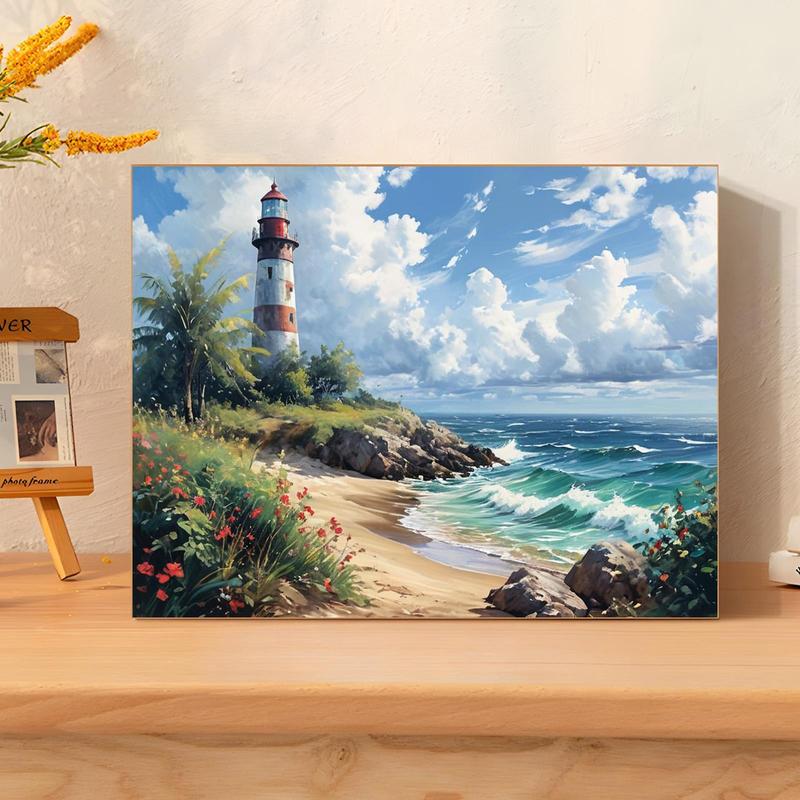 Lighthouse Pattern DIY Painting by Numbers Kit without Frame, 1 Set DIY Acrylic Painting Kit with Tools, Wall Art Decor for Home Living Room Bedroom