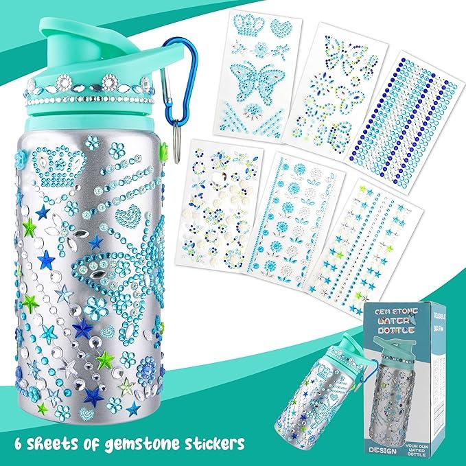 Decorate Your Own Water Bottle Kits for Girls Age 4-6-8-10-12, Water Bottle for Girls, Birthday Gifts for Girls 4-6-8-12, Arts and Crafts Toys Gifts for Girls, Diamond Painting Kits