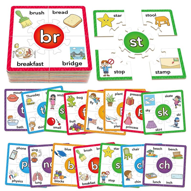 Torlam Phonics Puzzle Rhyming Games Phonics Games Flash Cards Learn to Read Spelling Reading Sight Words