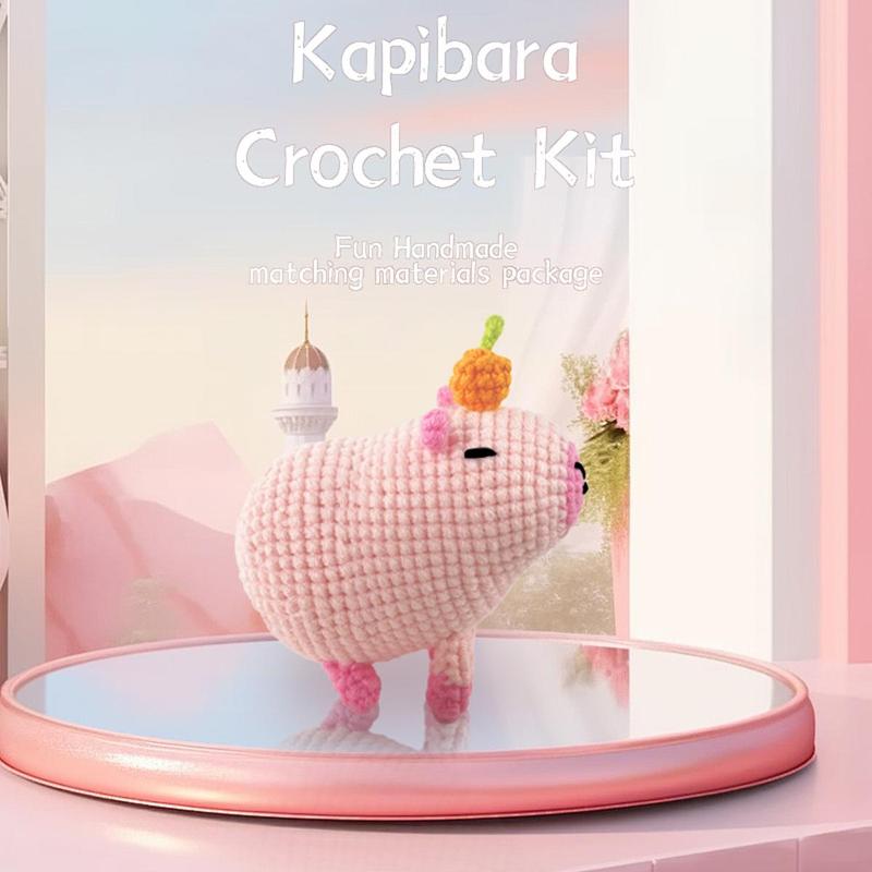 Cute Capybara Design Crochet Kit, 1 Set DIY Handmade Knitting Kit with Step-by-step Video Tutorials, DIY Handmade Kit for Adults