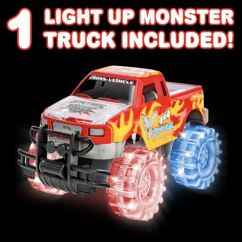 ArtCreativity Light Up Red Monster Truck, 1 Piece, 8 Inch Monster Truck Toy with Flashing LED Tires & Batteries, Push n Go Car Toys for Kids, Fun Gift for Boys & Girls Ages 3 & Up…