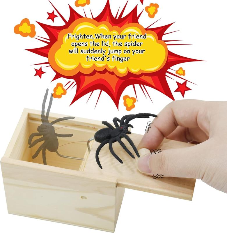 Spider Prank Scare Box, Handmade Fun Practical Surprise Joke Boxes, Hilarious Halloween Spoof Gift Box for Adults Kids