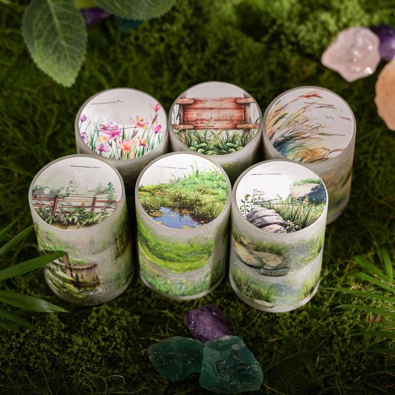 Flower & Garden Pattern Washi Tape, 6 Counts pack Scrapbooking & Stamping Tape, DIY Decorative Tape for Scrapbooking, Journaling, Gift Wrapping