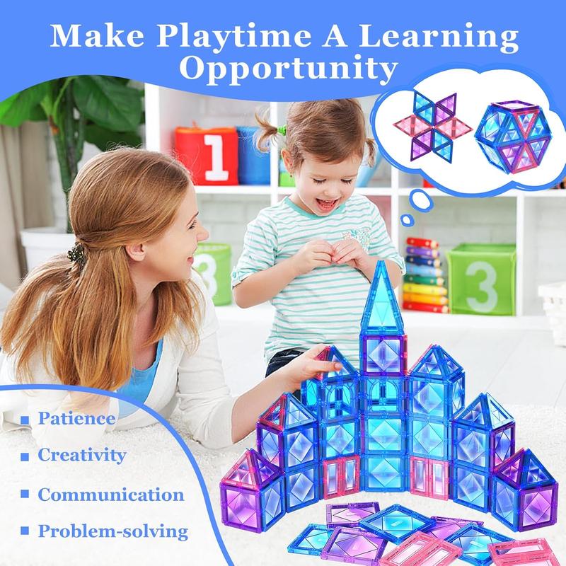 Christmas gift 20PCS Magnetic Tiles Kids Toys for 3 4 5 6 7 Years Old, Magnetic Building Blocks for Kids Age 3-5 4-8 STEM Toys, Encourage Creativity & Develop Fine Motor Skills with Sensory Magnet Tiles Toys