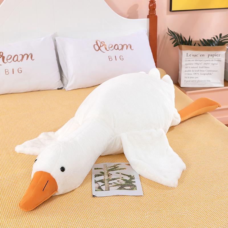 Cute Big White Goose Pillow Plush Toy Sleeping Doll Big Doll Girl Sleeping on Child Bed Leg Clamp Doll children Cute Duck Stuffed Toy Pillow Cute Goose Stuffed Animal Plush