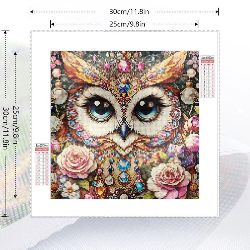 Owl & Flower Pattern DIY Diamond Art Painting Without Frame, DIY 5D Diamond Arts Painting Kit, Wall Art Decor For Home Living Room Bedroom