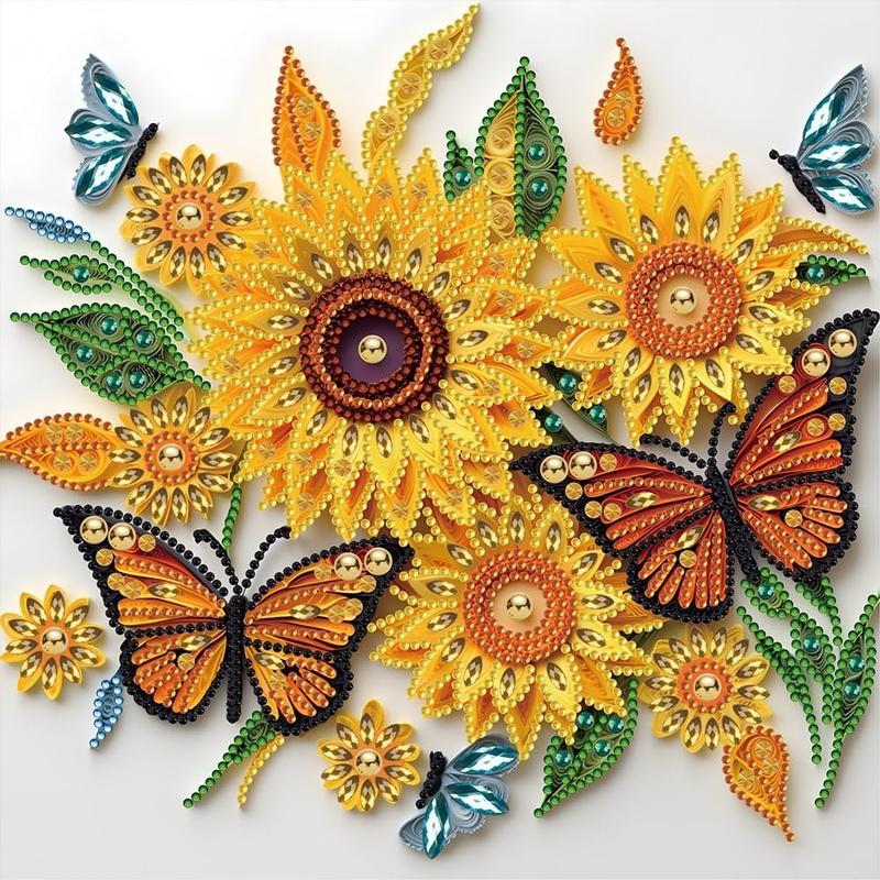 Diamond Painting Kits for Adults Sunflower, 5D Special Shape Diamond Art Kits for Beginners, Crystal Rhinestones Diamond Painting for Home Wall Decoration Gift 12×12inch, Butterfly