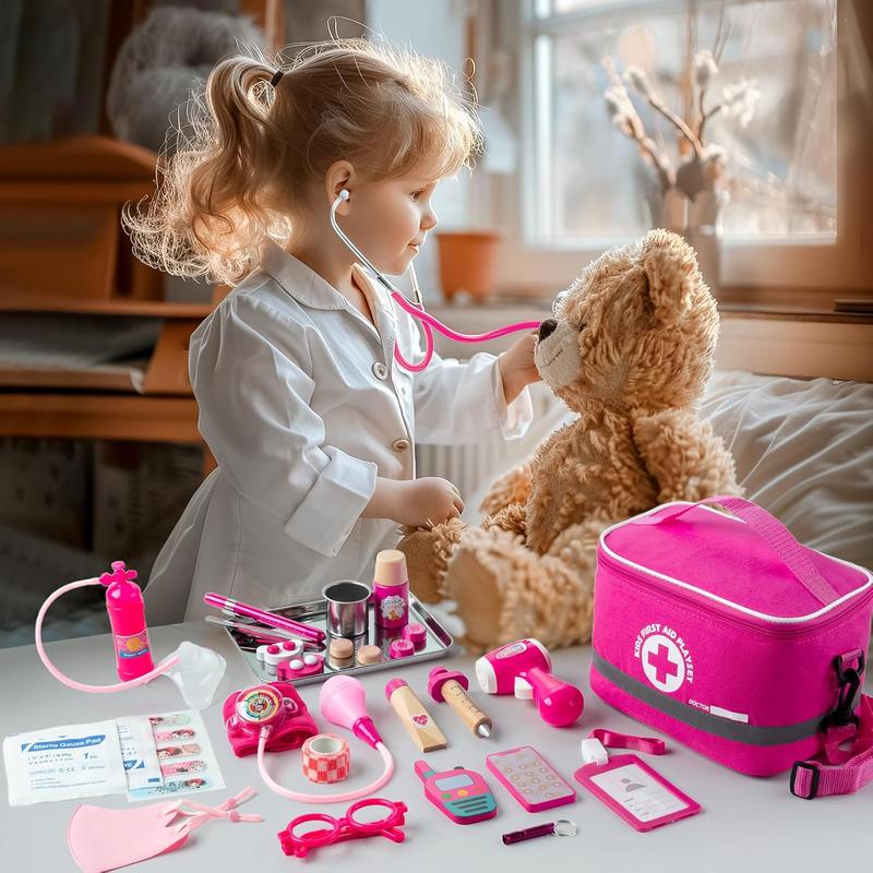 Doctor Kit for Kids Girls, 34 Pcs Kids Doctor Kit for Toddlers 3-5 with Medical Storage Bag &Real Stethoscope, Pretend Play Doctor Set