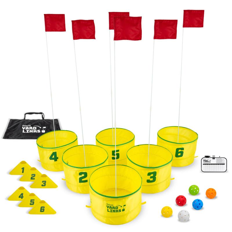 GoSports Yard Links Golf Game with 6 Buckets, Tee Markers and 6 Balls