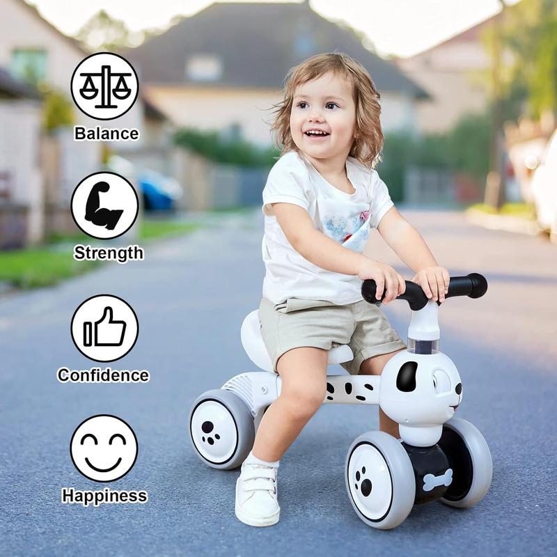 Baby Balance Bike Toys for 1 Year Old, Birthday Gifts for Boys and Girls, Silent Wheels  Non-Pedal Baby Walker Riding Toys for 10-36 Months Toddlers, Kids First Bike Gifts Spotty Dog