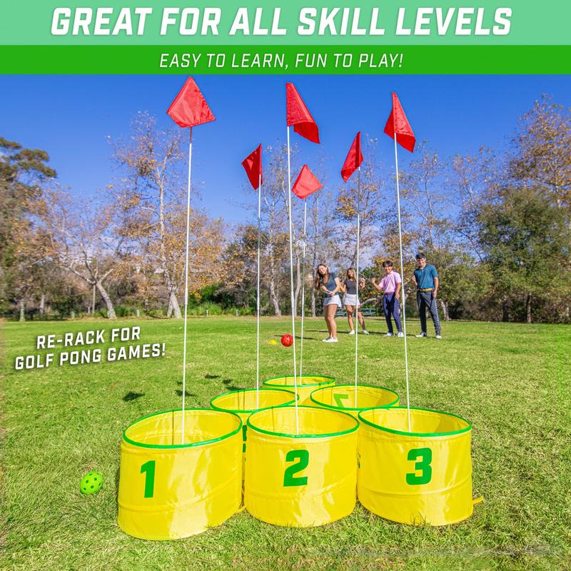 GoSports Yard Links Golf Game with 6 Buckets, Tee Markers and 6 Balls