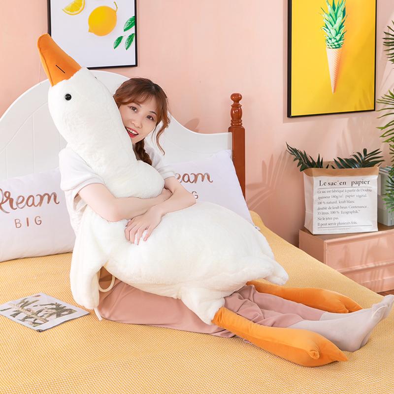 Cute Big White Goose Pillow Plush Toy Sleeping Doll Big Doll Girl Sleeping on Child Bed Leg Clamp Doll children Cute Duck Stuffed Toy Pillow Cute Goose Stuffed Animal Plush