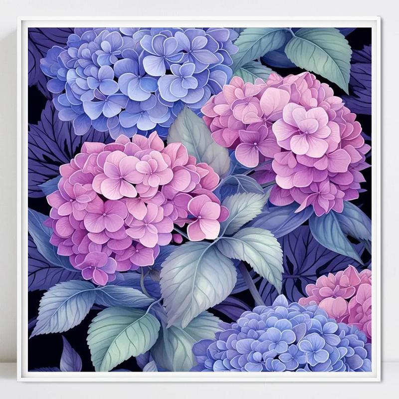 Hydrangea Pattern DIY Diamond Art Painting Kit without Frame, DIY 5D Diamond Art Painting Kit, Wall Art Decor for Home Living Room Bedroom