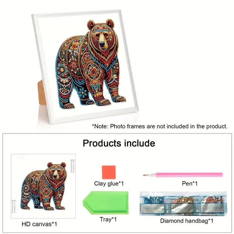 DIY Artificial Rhinestones Arts Painting Kit Without Frame, Cartoon Bear Pattern DIY Painting, Handmade Craft Art Decoration