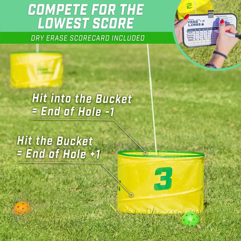 GoSports Yard Links Golf Game with 6 Buckets, Tee Markers and 6 Balls