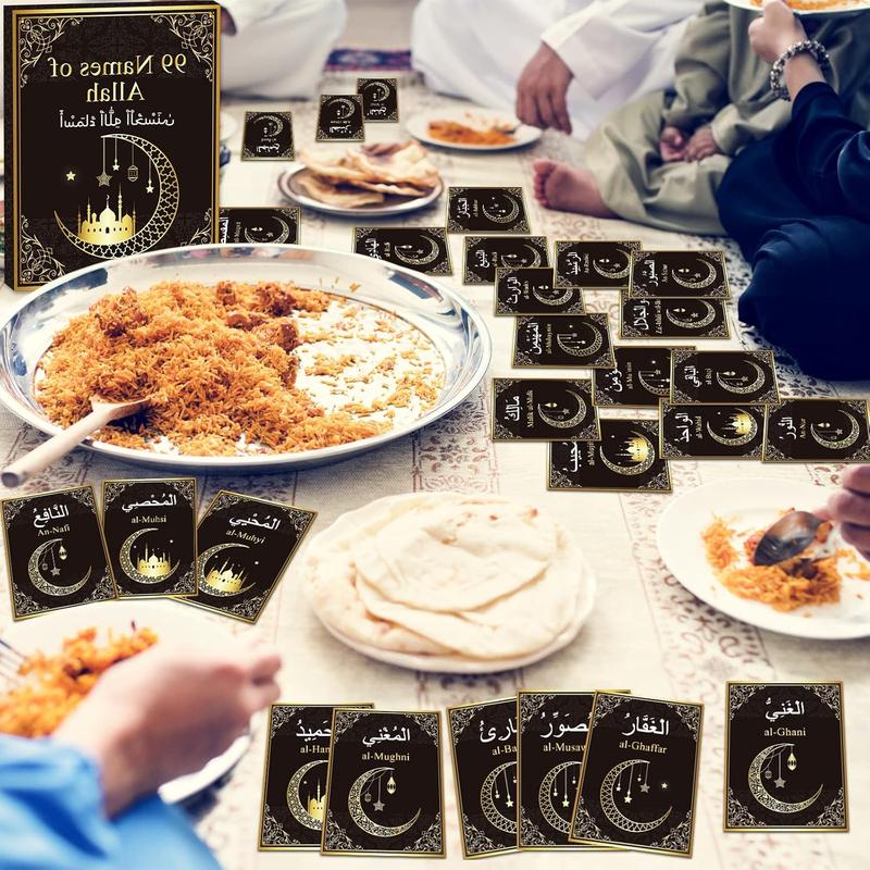 99 Names of Allah Flashcards Quran Verses Asma UI Husna Cards Eid Al Adha Learning Cards in Arabic and English Eid or Ramadan Gifts for Family Friends 5.7×3.1 Inches