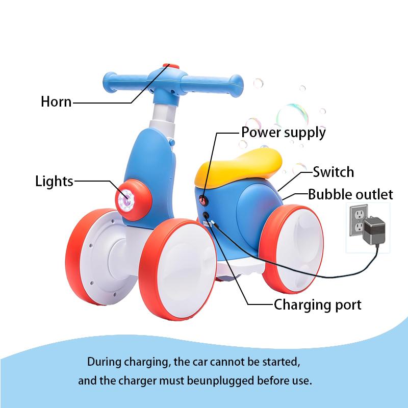 Toddler's Electric Balance Motorcycle Blue Ride on Car for Kids Green Remote Control Hobby Motorcycles Rccar Electric Power Wheels with Remote Control, Music, Light, Bubble Maker White Remote Control Hobby Cars Hite Learning Cars