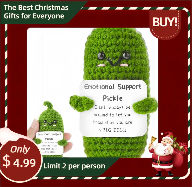 Crochet Pickle Toy, 1 Count Emotional Support Pickle Toy, Emotional Support Ornament for Christmas Decoration Or Gift