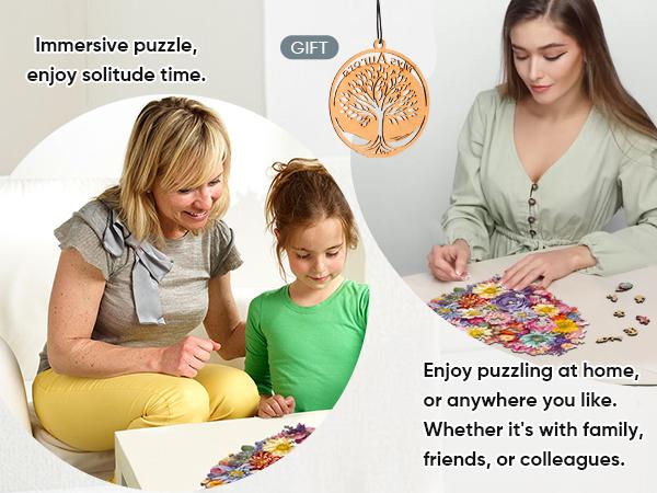 Flower Heart Mys Aurora Wooden Jigsaw Puzzle for Kids and Adults 200 Pcs Unique Shape Nice Box Packing Fun Challenging Brain Exercise Family Game Creative Gift for Friends Parents Grandparents Multicoloured