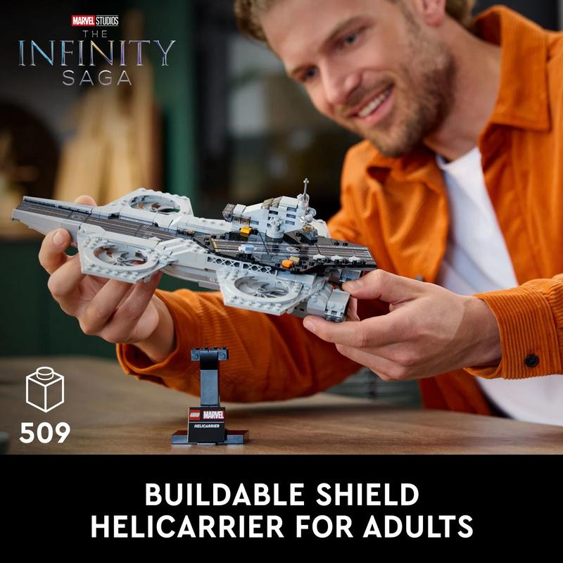  Marvel The Avengers Helicarrier Aircraft Carrier Model, Buildable Super Hero Gift for Adults, Build and Display Marvel Collectible for Home or Office Décor, Inspired by The Avengers Movies, 76295